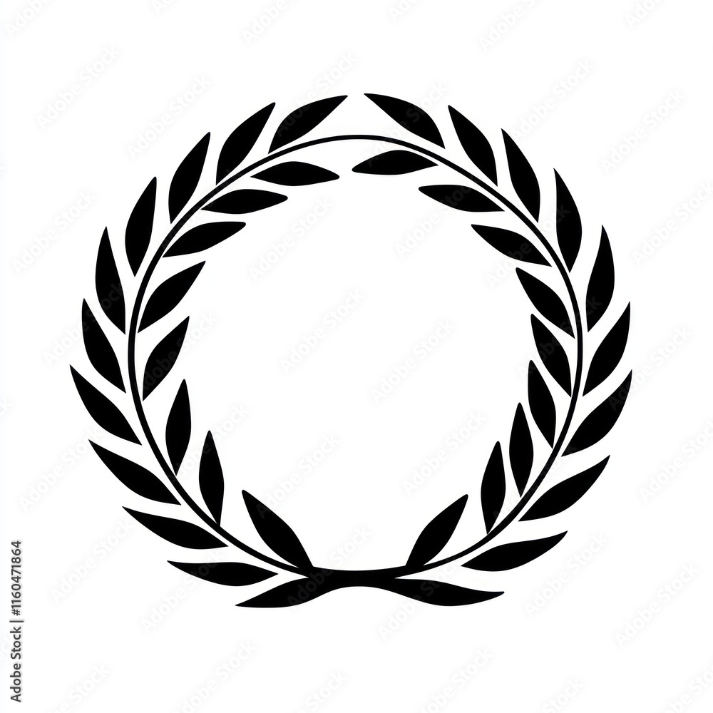 Black and white laurel wreath illustration. Black and white laurel wreath illustration.