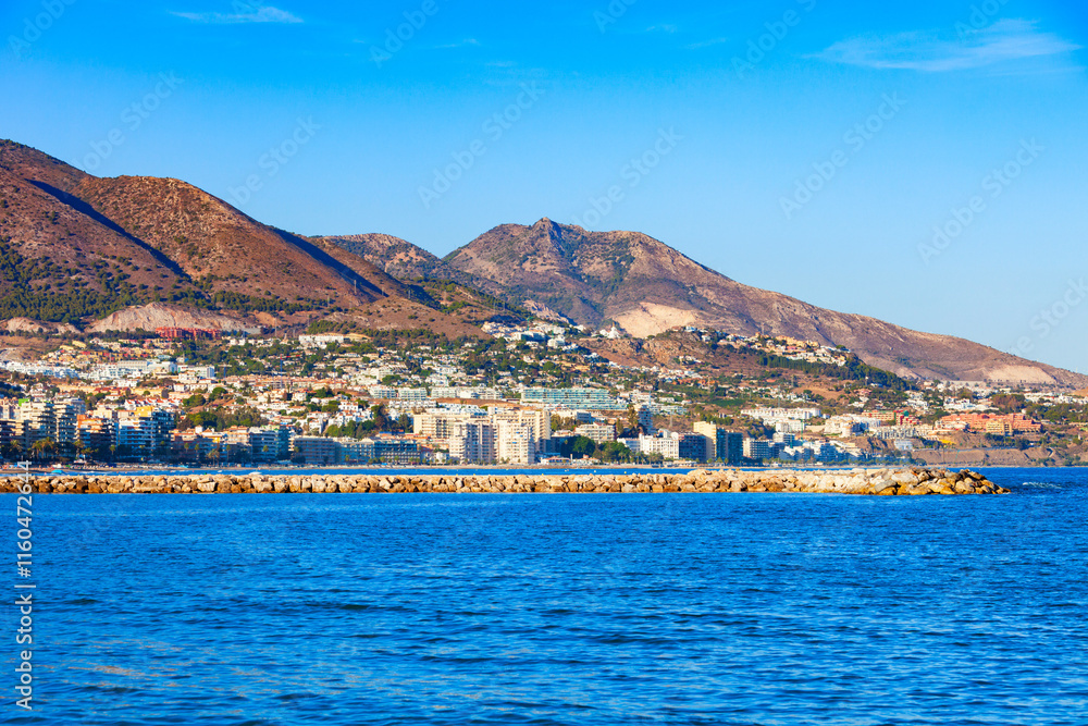 Fuengirola city beach panoramic view in Spain