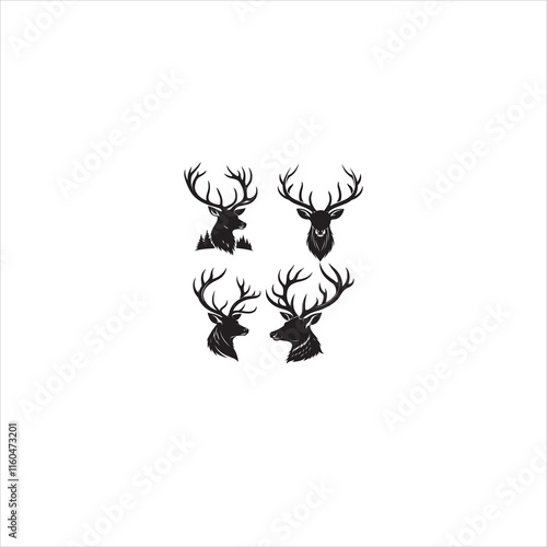 create a Deer antlers silhouette vector icon desing with a white background