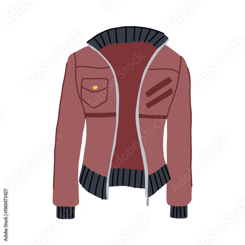 bomber leather jacket female cartoon. designer vintage, modern slim, fit cropped bomber leather jacket female sign. isolated symbol vector illustration