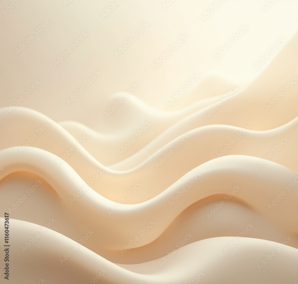 Obraz premium Ethereal abstract waves in soft beige tones, creating a serene and elegant visual composition.