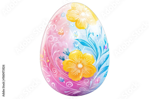 Colorful Easter egg with floral design and vibrant colors photo