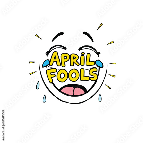 Funny cartoon face celebrating April Fools' Day