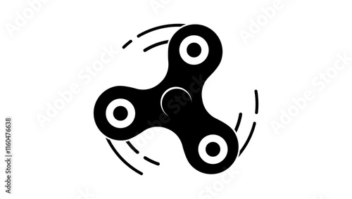 moving fidget spinner, black isolated silhouette