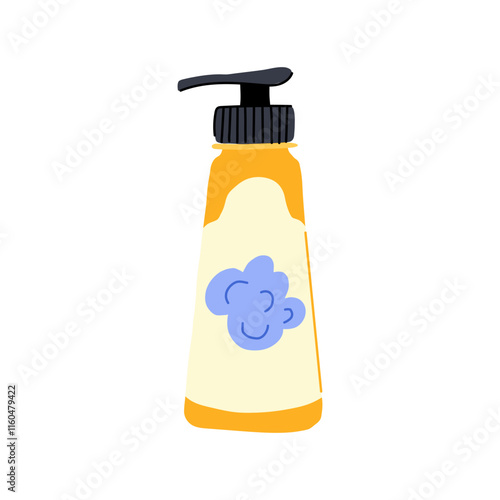 organic shampoo baby cartoon. natural sensitive, fragrance free, mild nourishing organic shampoo baby sign. isolated symbol vector illustration