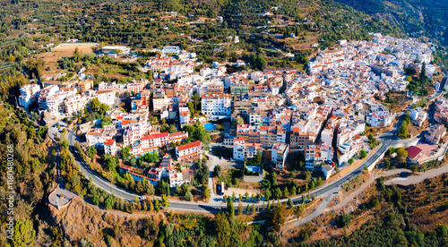 Lanjaron aerial panoramic view, Alpujarras in Spain