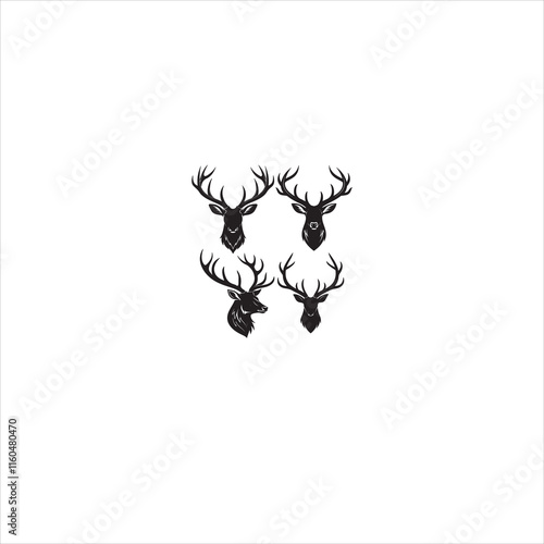 create a Deer antlers silhouette vector icon desing with a white background