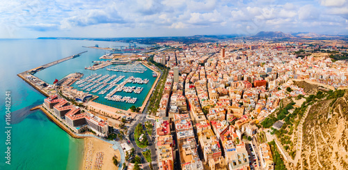 Obraz na płótnie Alicante city port aerial panoramic view, Spain w salonie