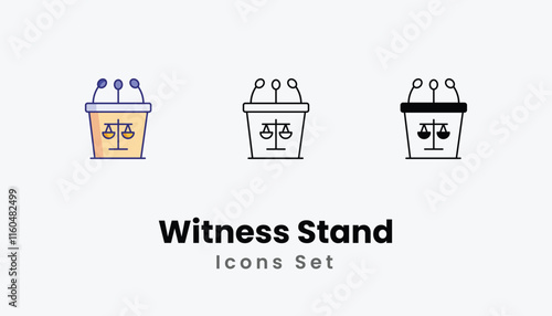 Witness Stand Icons thin line and glyph vector icon stock illustration