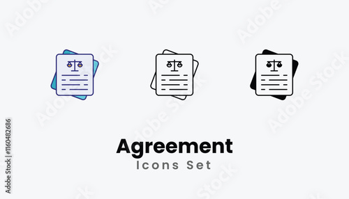 Agreement Icons thin line and glyph vector icon stock illustration