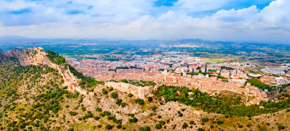 Xativa Castle aerial panoramic view, Spaint