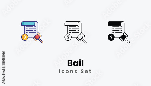 Bail Icons thin line and glyph vector icon stock illustration
