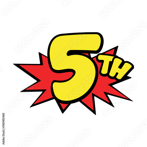 Vibrant comic-style 5th sign, perfect for kids' birthday celebrations