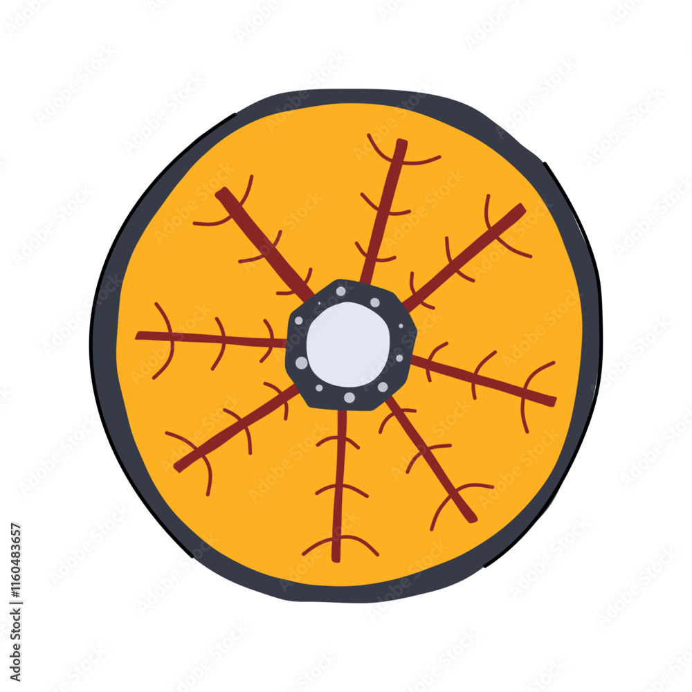 metal viking shield cartoon. defense combat, historical ancient, wooden round metal viking shield sign. isolated symbol vector illustration metal viking shield cartoon. defense combat, historical ancient, wooden round metal viking shield sign. isolated symbol vector illustration
