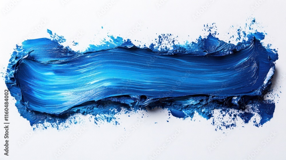 Modern blue brush stroke art with vibrant colors and layered textures for a bold, artistic effect, on solid white background, single object Modern blue brush stroke art with vibrant colors and layered textures for a bold, artistic effect, on solid white background, single object