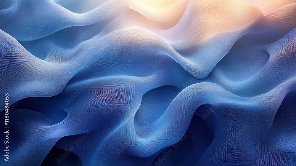 Obraz premium Modern blue geometric shapes with transparency and gradient light effects for an elegant, flowing design