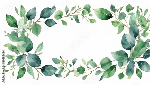 Herbal Green Leaves Frame: A Generative AI Artwork of Natural Elegance