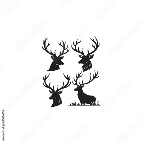 create a Deer antlers silhouette vector icon desing with a white background