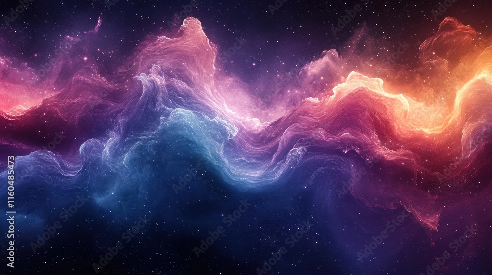 Obraz premium Space-inspired blue and purple fluid shapes with cosmic gradients and abstract wave patterns