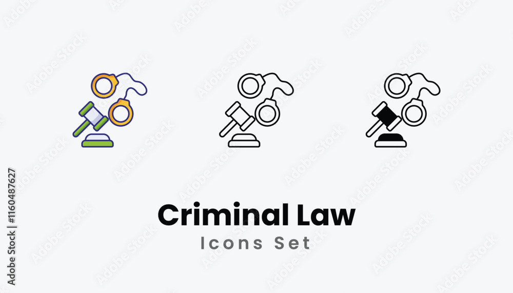 Criminal Law Icons thin line and glyph vector icon stock illustration Criminal Law Icons thin line and glyph vector icon stock illustration