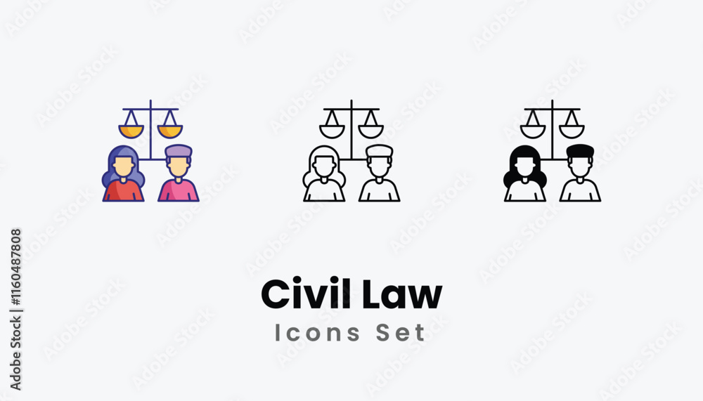 Civil Law Icons thin line and glyph vector icon stock illustration Civil Law Icons thin line and glyph vector icon stock illustration