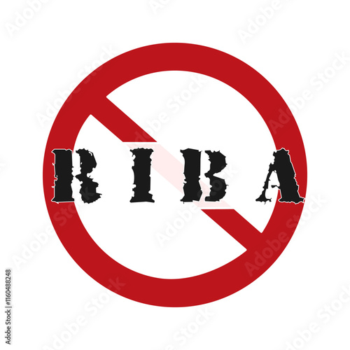 Sign Displaying 'No to Riba' – Arabic Term for Prohibited Interest in Islamic Law