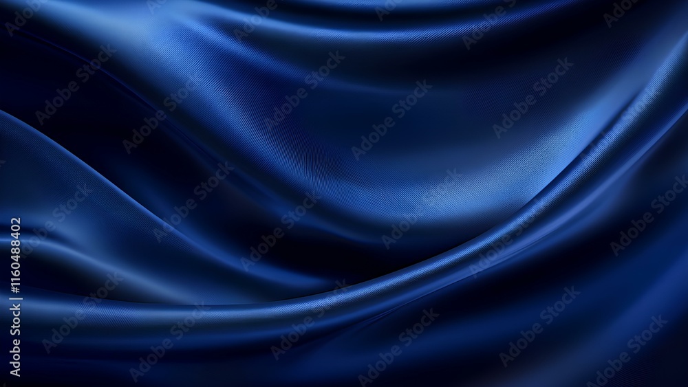 Obraz premium Background Texture: Silk Satin Wavy Velvet Material. Deep Navy Blue Abstract Background.