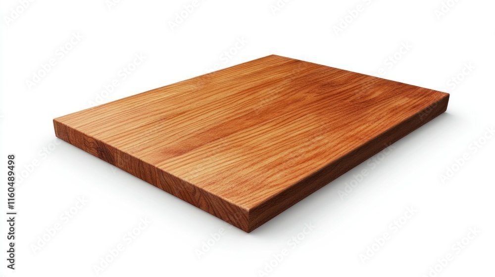 A polished wooden table top in a warm cherry finish, placed on a white background with a clipping path for clean product presentation A polished wooden table top in a warm cherry finish, placed on a white background with a clipping path for clean product presentation