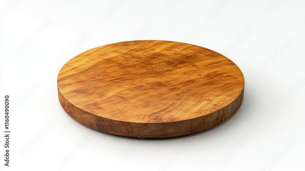 A round wooden table top with a matte finish, isolated on a bright white background, detailed wood patterns captured in 4K A round wooden table top with a matte finish, isolated on a bright white background, detailed wood patterns captured in 4K