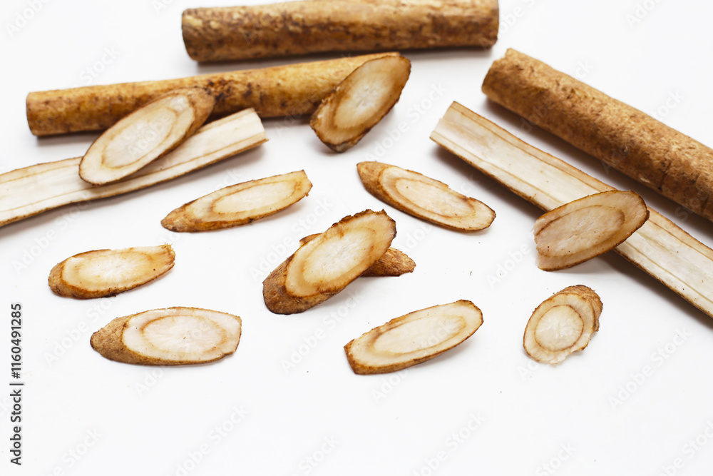 Obraz premium Burdock Root (Gobo) on white background.