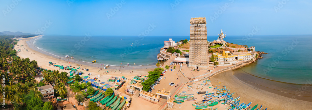 Murudeshwara Temple aerial panoramic view in India