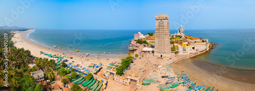 Obraz na płótnie Murudeshwara Temple aerial panoramic view in India w salonie