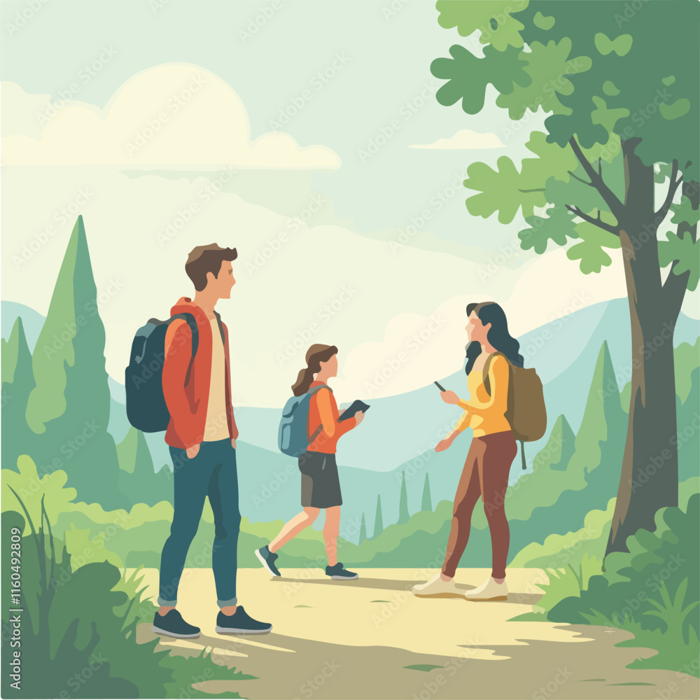 Students going university Illustration vector design, Students going to University in natural background Students going university Illustration vector design, Students going to University in natural background