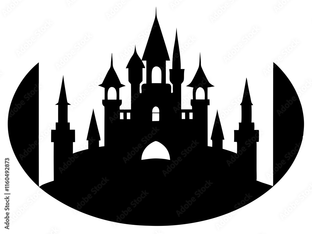 castle black silhouette vector, Simple silhouette Design vector icon with white background castle black silhouette vector, Simple silhouette Design vector icon with white background