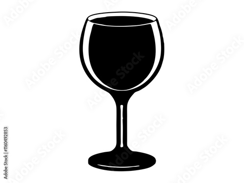 wine glass black silhouette vector, Simple silhouette Design vector icon with white background