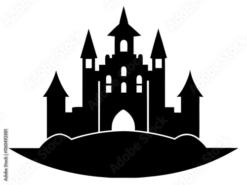 castle  black silhouette vector, Simple silhouette Design vector icon with white background
