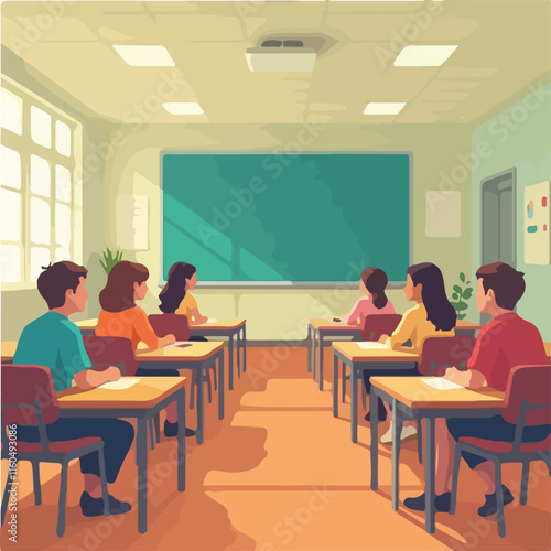 Students in classroom vector design, Teacher in classroom vector design