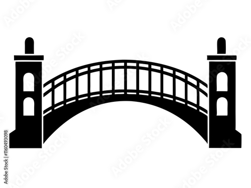 bridge black silhouette vector, Simple silhouette Design vector icon with white background