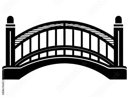 bridge black silhouette vector, Simple silhouette Design vector icon with white background