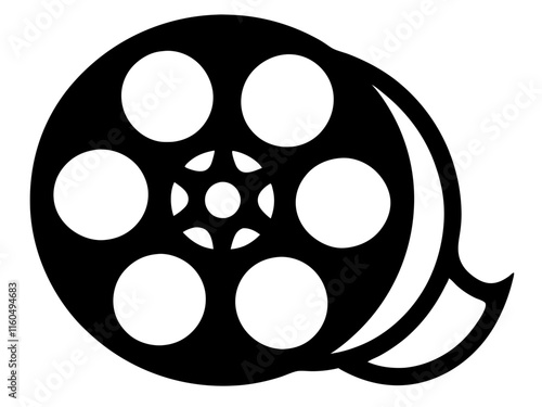 Movie reel black silhouette vector, Simple silhouette Design vector icon with white background