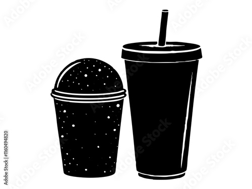 coffee cup black silhouette vector, Simple silhouette Design vector icon with white background