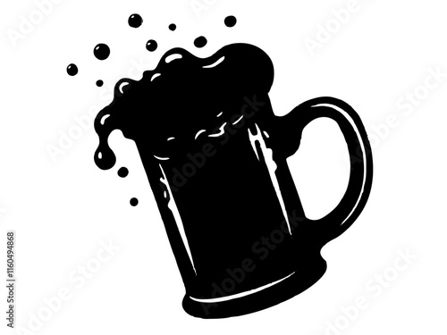 beer mug black silhouette vector, Simple silhouette Design vector icon with white background