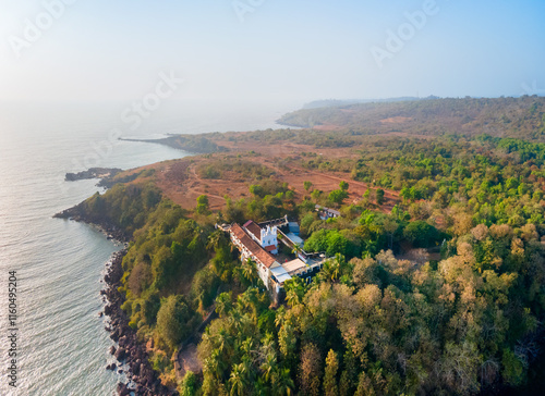 Fort Tiracol aerial panoramic view in Goa, India photo