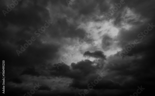Fototapeta Naklejka Na Ścianę i Meble -  dark dramatic sky with black stormy clouds before rain as abstract background, extreme weather