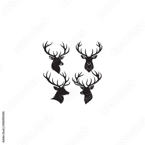 create a Deer antlers silhouette vector icon desing with a white background