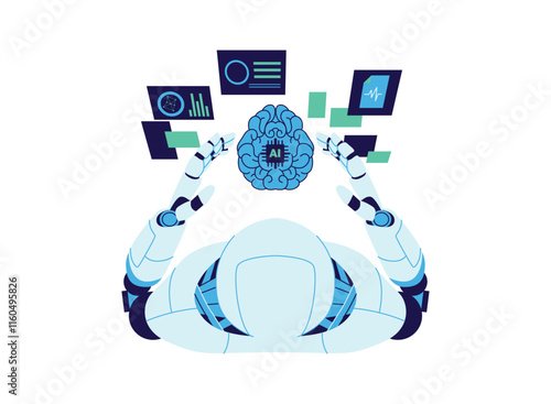 Illustration of an Robot Augmented Reality Artificial Intelligence