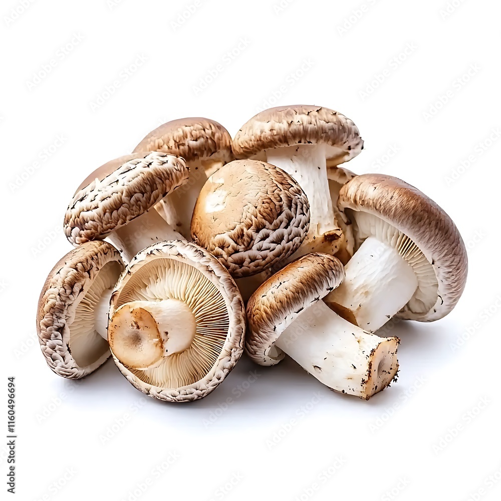 Shiitake mushroom isolated on a white background for culinary and health-related use. Shiitake mushroom isolated on a white background for culinary and health-related use.