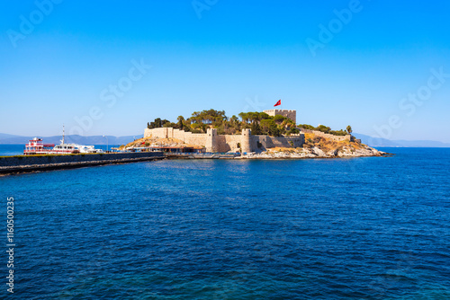 Fototapeta Naklejka Na Ścianę i Meble -  Pigeon Island aerial panoramic view in Kusadasi city, Turkey