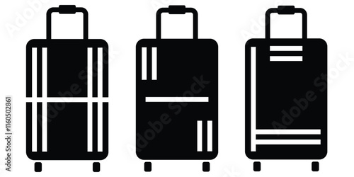 Valise, baggage, luggage icon set. Luggage suitcase, travel bag icons. Vector illustrator.