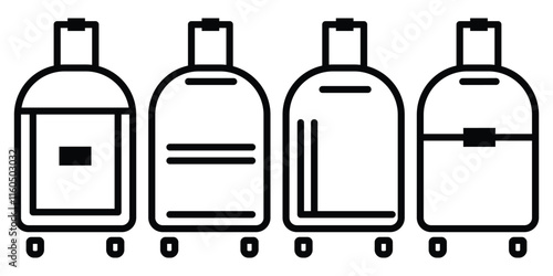 Suitcase icon. Valise, baggage, luggage icon set. Luggage suitcase, travel bag icons. Travel bag icon flat. Trip baggage sign. Baggage icon. Vector illustrator.